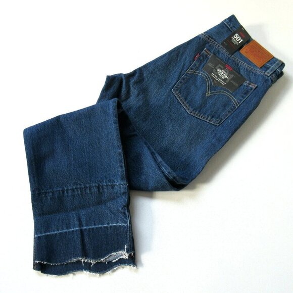 NWT Levi's 501 Original in Bottom Line Cut-off Hem High Rise Straight Jeans 32 - Picture 3 of 5